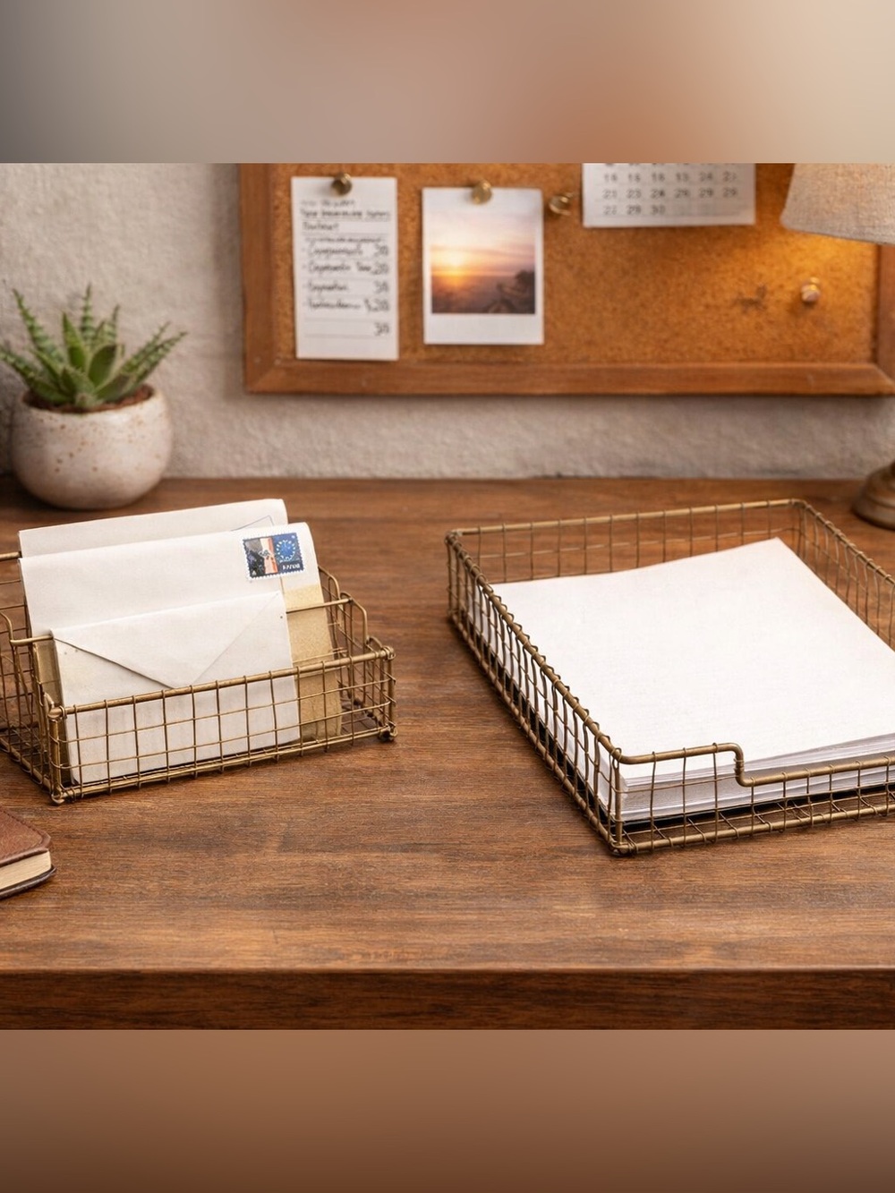 NWT Rustic Style Letter Sorter and Letter Tray 2 Pc Set